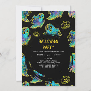Schwarz   Falscher Glitter-Kürbis-Geist Halloween Einladung