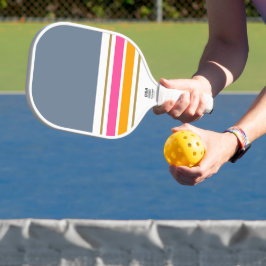 Schwarz-Farbblock Rosa Gelbe Racing Streifen Pickleball Schläger
