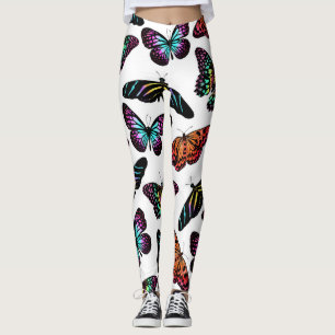 Schwarz Farbenfrohe Schmetterlinge Wasserfarben Mu Leggings