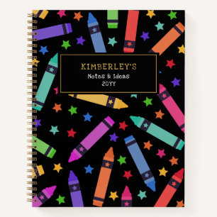 Schwarz-Farbige Kreuze und Sternenmuster Notizbuch