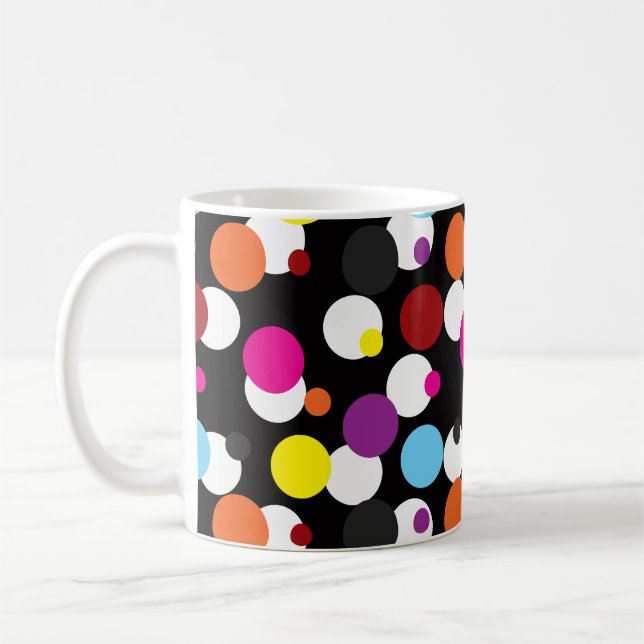 Schwarz-farbiges Polka-Dots-Oberflächenmuster Kaffeetasse (Links)