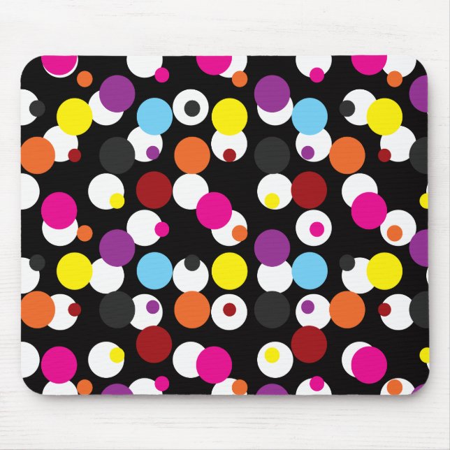 Schwarz-farbiges Polka-Dots-Oberflächenmuster Mousepad (Vorne)