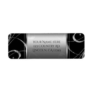 Schwarz & Faux Silber Glas Blumenstrudel Elegant