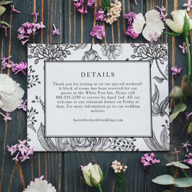 Schwarz-Flora-Elegante-Hochzeitskarte RSVP Karte (Von Creator hochgeladen)