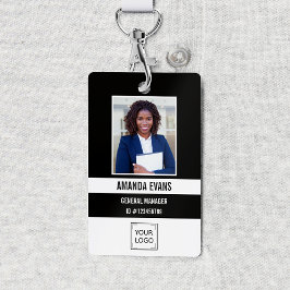 Schwarz | Foto Mitarbeiter-Logo oder QR CODE-Siche Ausweis