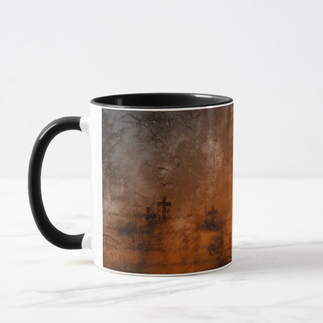 Schwarz-Friedhof-Muster Halloween-Tasse Tasse (Links)