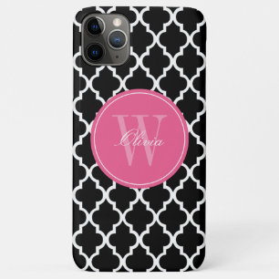 Schwarz-Fuchsia-Quatrefolien-Monogramm Case-Mate iPhone Hülle