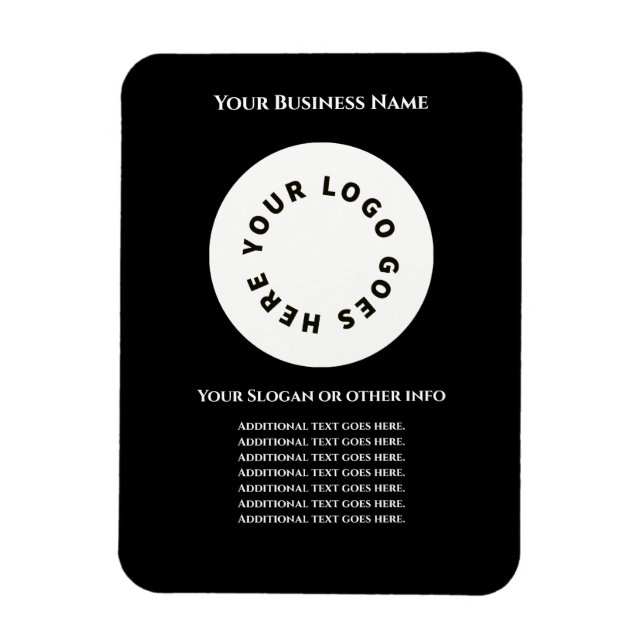 Schwarz Fügen Sie Ihren eigenen Text und Ihr Logo  Magnet (Vertikal)