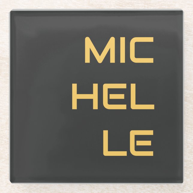 Schwarz Fügen Sie Ihren Namen Schlicht hinzu Glasuntersetzer (Vorderseite)