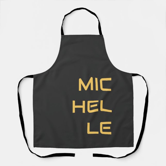 Schwarz Fügen Sie Ihren Namen Schlicht hinzu Schürze (Vorderseite)