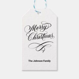 Schwarz Geblüht Kalligrafie Frohe Weihnachtsgesche Geschenkanhänger