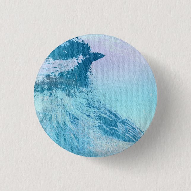 Schwarz gekappte Chickadeausdruck Button (Vorderseite)