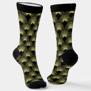 Schwarz-gelb Art Deco Muster Socken