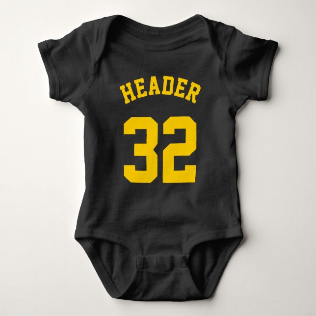 Schwarz-Gelb-Baby | Sports Jersey Design Baby Strampler (Vorderseite)