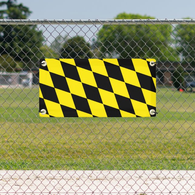 Schwarz-Gelb-Bayern Diamantfahne-Muster Banner (Insitu)
