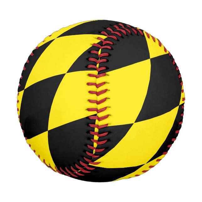 Schwarz-Gelb-Bayern Diamantfahne-Muster Baseball (Schrägansicht)
