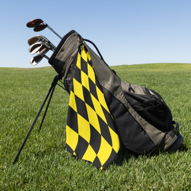 Schwarz-Gelb-Bayern Diamantfahne-Muster Golfhandtuch (Gras)