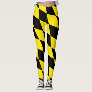 Schwarz-Gelb-Bayern Diamantfahne-Muster Leggings