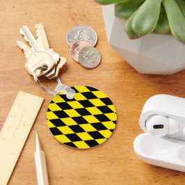 Schwarz-Gelb-Bayern Diamantfahne-Muster Schlüsselanhänger