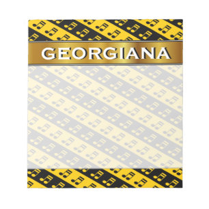 Schwarz & Gelb Beamed Sechzehnte Notes Muster Notizblock