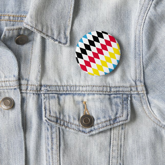 Schwarz-Gelb-Blau-Bayern Diamantfarben-Muster Button (Beispiel)