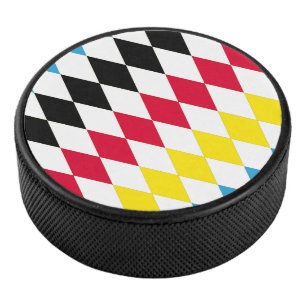 Schwarz-Gelb-Blau-Bayern Diamantfarben-Muster Eishockey Puck