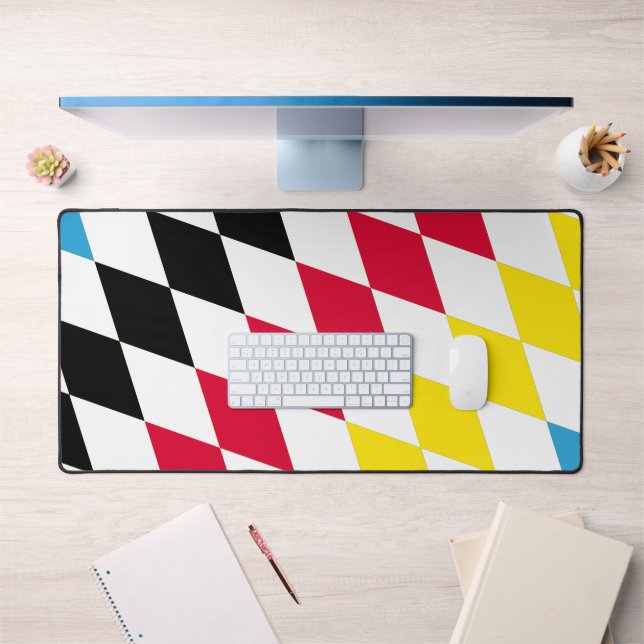 Schwarz-Gelb-Blau-Bayern Diamantfarben-Muster Schreibtischunterlage (Büro 1)