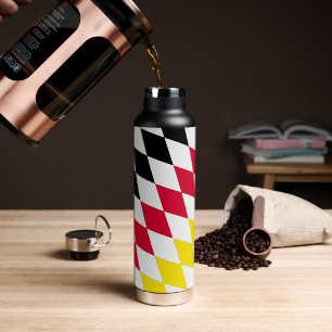 Schwarz-Gelb-Blau-Bayern Diamantfarben-Muster Trinkflasche