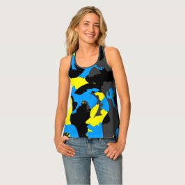 Schwarz-Gelb-Blau und Grau Tanktop