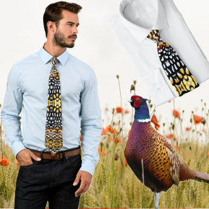 Schwarz, Gelb, Braun Rheeve Fasant Feather Krawatt Krawatte