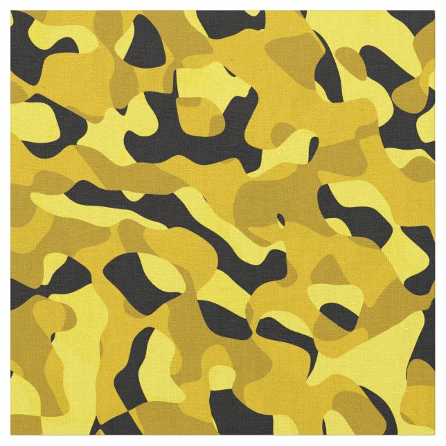 Schwarz-Gelb-Camouflage-Druckmuster Stoff (Nahaufnahme)