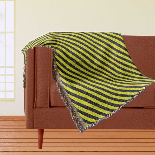Schwarz-Gelb-Diagonal-Streifen-Kruste Decke (Black and Yellow Diagonal Stripes Throw Blanket)
