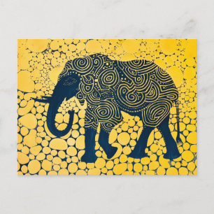 Schwarz-Gelb-Elefant auf Honigwabe Feiertagspostkarte