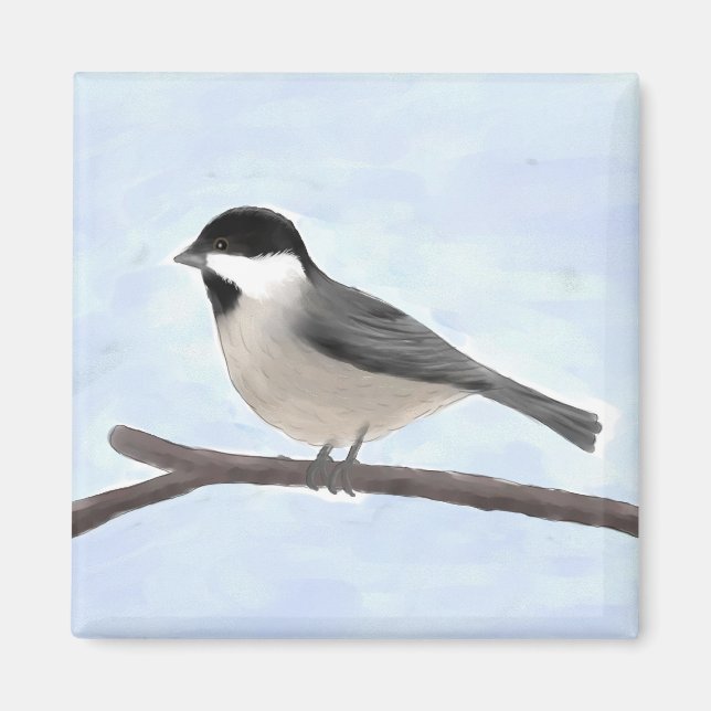 Schwarz-gelb-gekapptes Chickadee-Magnet Magnet (Vorne)