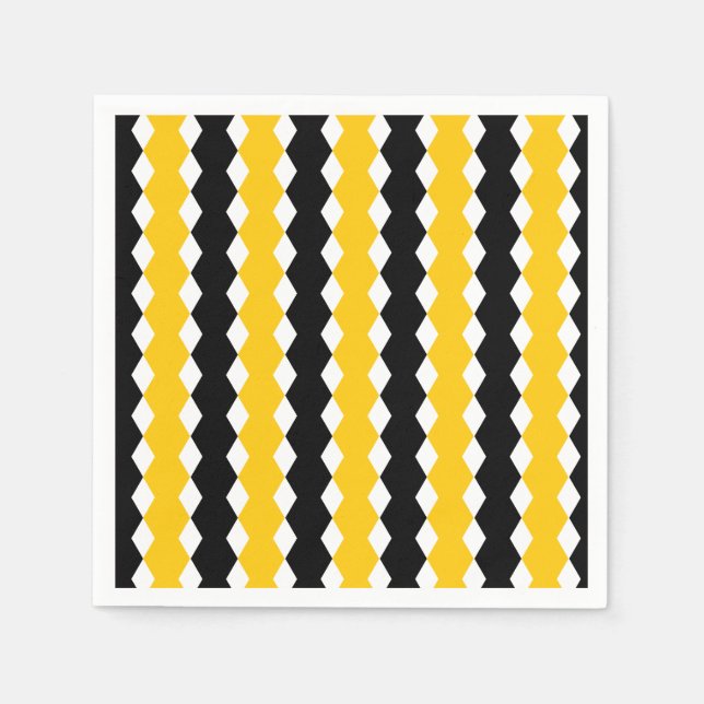 Schwarz/Gelb Geometrie: Funky Modernes Muster Serviette (Vorderseite)