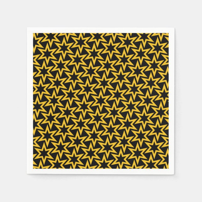 Schwarz-Gelb-Geometrie-Star Nahtloses Muster Serviette (Vorderseite)