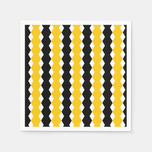 Schwarz & Gelb Geometrisches Funky Modernes Muster Serviette
