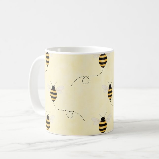 Schwarz Gelb Gold Bienen Kaffeetasse (Vorderseite Links)