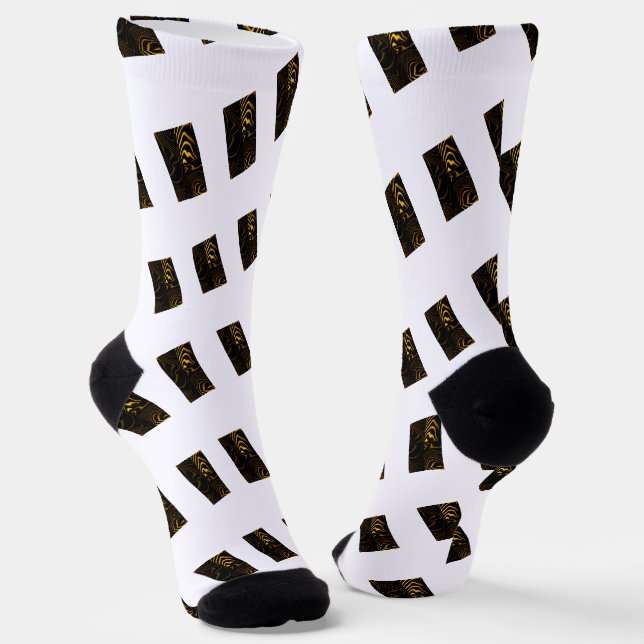 Schwarz-Gelb-Gold-Wirbel-Textur Socken (Gewinkelt)