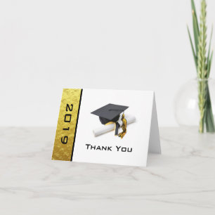 Schwarz-Gelb-Graduierungskappe und Tassel Dankeskarte