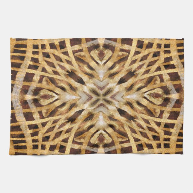Schwarz-Gelb-Kaleidoskop-Fell Geschirrtuch (Horizontal)