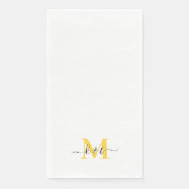 Schwarz-Gelb-Monogramm-Swapskript weiß Serviette