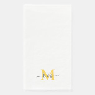 Schwarz-Gelb-Monogramm-Swapskript weiß Serviette