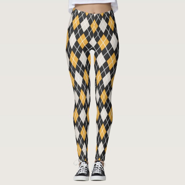 Schwarz-Gelb-Muster für nahtlose Raute Leggings (Vorderseite)
