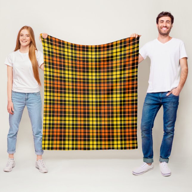 Schwarz Gelb Orange Karo Tartan Design  Fleecedecke (Beispiel)