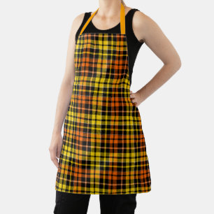 Schwarz Gelb Orange Karo Tartan Design Schürze