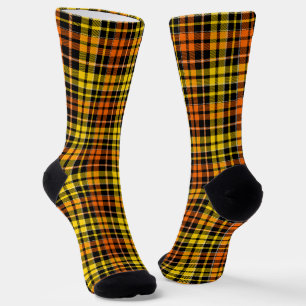 Schwarz Gelb Orange Karo Tartan Design Socken