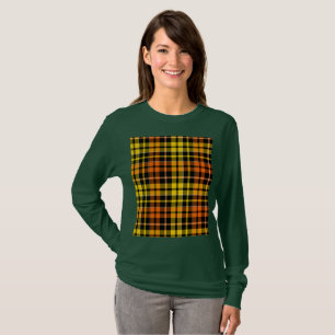 Schwarz Gelb Orange Karo Tartan Design T-Shirt