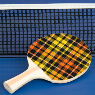 Schwarz Gelb Orange Karo Tartan Design Tischtennis Schläger