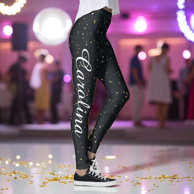 Schwarz Gelb Punkte Muster Chic Leggings (Von Creator hochgeladen)